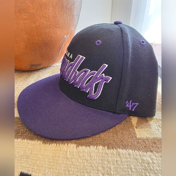 Arizona Diamondbacks '47 Brand Black Purple Script Adjustable Hat Cap - Picture 5 of 10